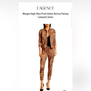 NWT  L'AGENCE Margot bronze Valencia paisley cropped pants size 31